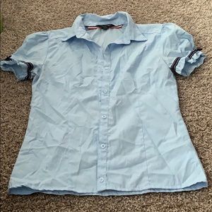 Girls uniform short sleeve blouse with bow